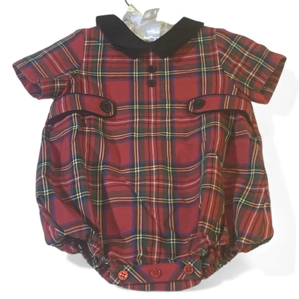 NWT Plaid Red Baby 3-Month‎ Romper